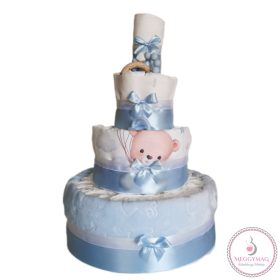 Négyszintes pelenkatorta Mimijo kék macis