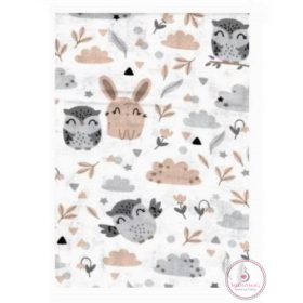 Tetra kifogó mintás 140x140 cm - Bagoly/Nyuszi