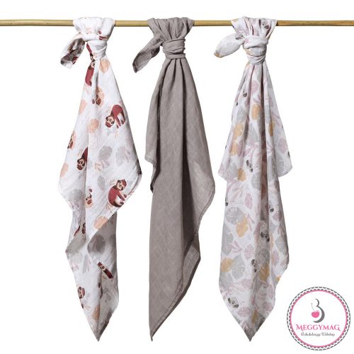 BabyOno textilpelenka színes 3db szürke 348/10