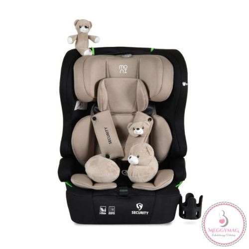 Moni SECURITY isofixes autósülés ajándék 2plüss+párna 76-150cm BÉZS, KÉSZLETEN A BOLTBAN!