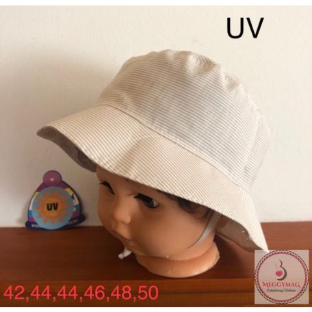 Minimanó nyári kalap (42, 44,46,48,50)  Bézs csíkos 