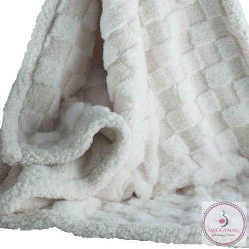 Gamberritos takaró plüss/sherpa kockás 80x110cm bézs 10760