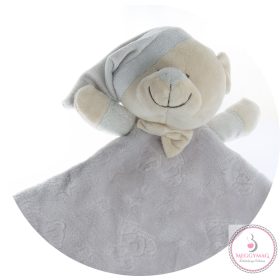   Gamberritos szundikendő plüss maci és csillagmintás hálósapkás maci szürke 10877