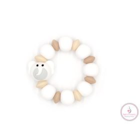 Mimijo Szilikon rágóka karkötő fehér elefánt 