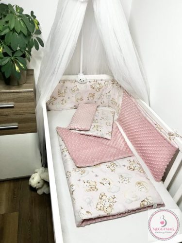 Gyönyörű pamut-minky babaszoba szett Púder 