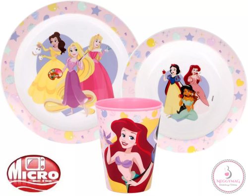 Disney Hercegnők True étkészlet, micro műanyag szett, pohárral 260 ml