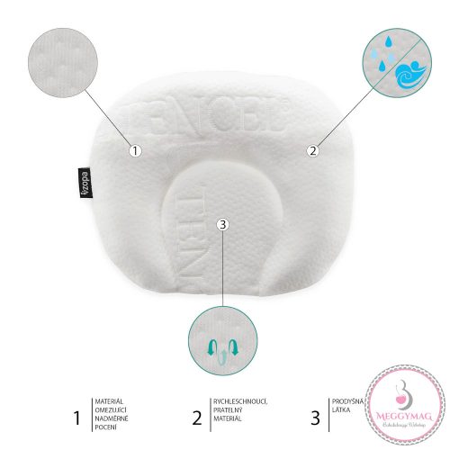 Zopa párna babáknak - laposfejűség elleni memóriahabos ergonomikus Tencel fehér