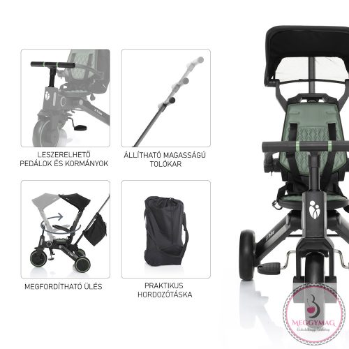 Zopa tricikli - X Trike tolókarral District Green
