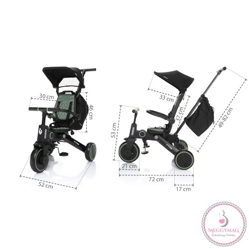 Zopa tricikli - X Trike tolókarral District Green
