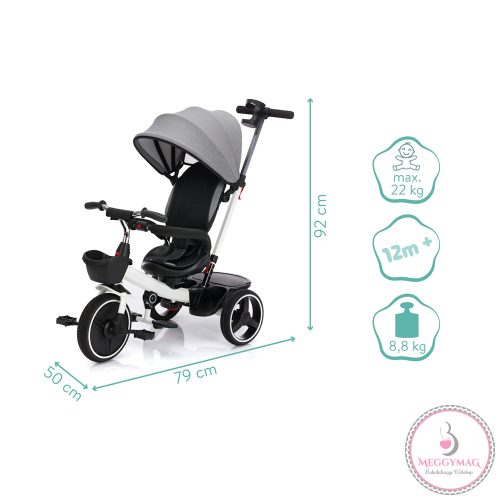 Fillikid tricikli Niki 360 szürke-fehér 6018-05