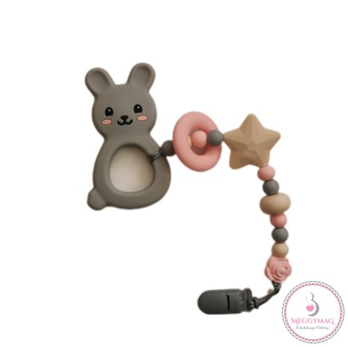 NuskyToys szilikon rágóka nyuszi Rózsaszín 