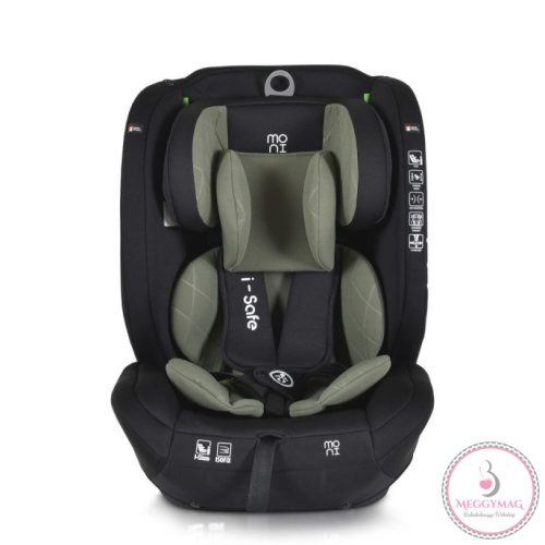 Moni ISAFE autósülés ISIZE és ISOFIX ülésmagasítóvá alakítható 76-150cm ZÖLD