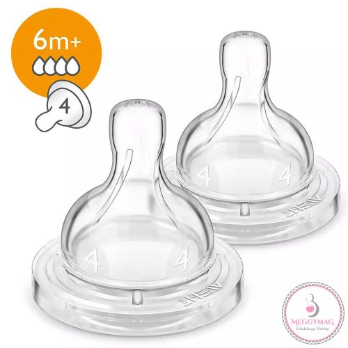 Philips AVENT etetőcumi Classic Anti-Colic 2db 4 cseppes 6hó, UTOLSÓ DARAB!