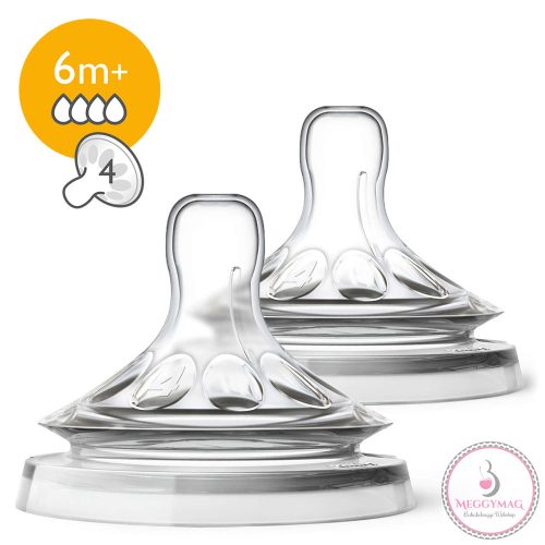 Philips AVENT etetőcumi Natural 2db 4 cseppes 6hó, UTOLSÓ DARAB!