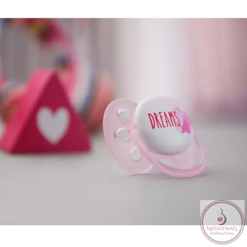 Philips AVENT játszócumi ultrasoft 0-6hó lány Text 2db, UTOLSÓ DARAB!