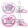 Philips AVENT játszócumi ultra air 0-6hó lány Text 2db