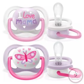 Philips AVENT játszócumi ultra air 0-6hó lány Text 2db