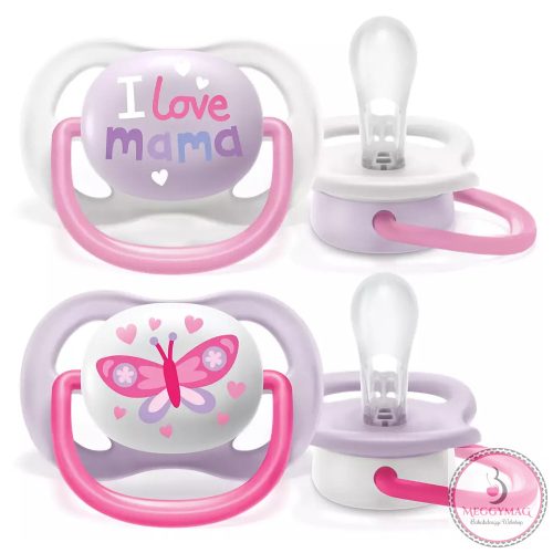 Philips AVENT játszócumi ultra air 0-6hó lány Text 2db