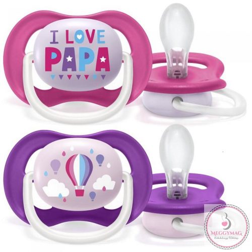 Philips AVENT játszócumi ultra air 6-18hó lány Text 2db