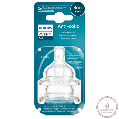 Philips AVENT etetőcumi Anti-Colic 2db 3 cseppes 3hó