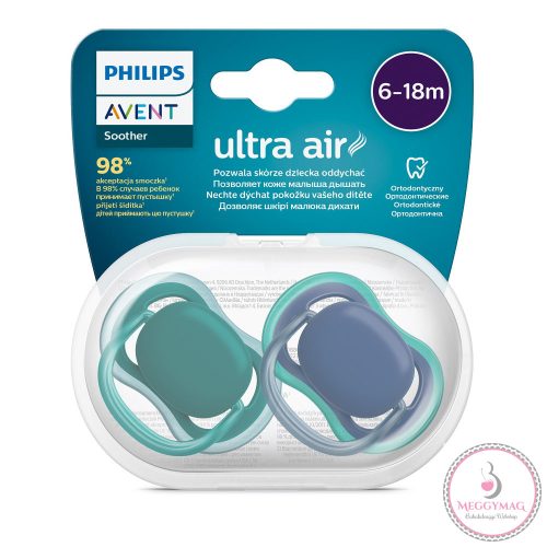 Philips AVENT játszócumi Ultra Air neutral 6-18hó fiús kék 2db