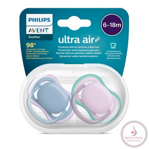 Philips AVENT játszócumi Ultra Air neutral 6-18hó lányos kék 2db