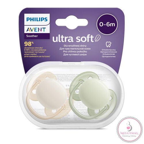 Philips AVENT játszócumi Ultrasoft Premium neutral 0-6hó fiús 2db