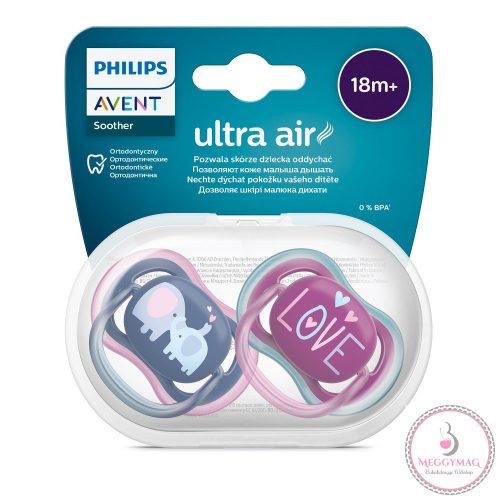 Philips AVENT játszócumi Ultra Air elefántos 18hó lányos 2db