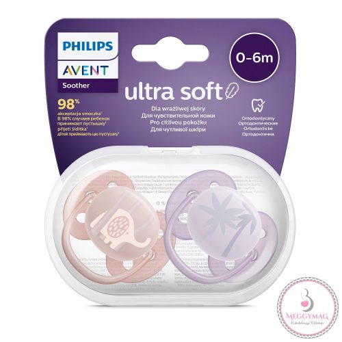 Philips AVENT játszócumi Ultrasoft Premium állatos 0-6hó lányos 2db