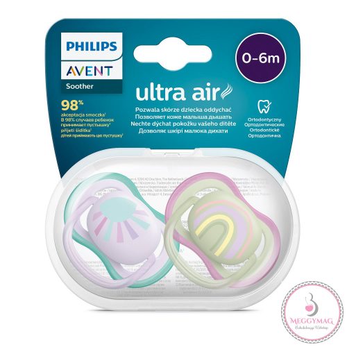 Philips AVENT játszócumi Ultra Air szivárványos 0-6hó lányos 2db