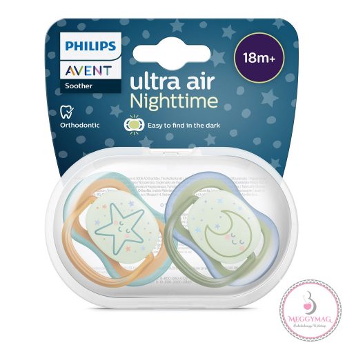 Philips AVENT játszócumi ultra air éjszakai 18hó neutral 2db