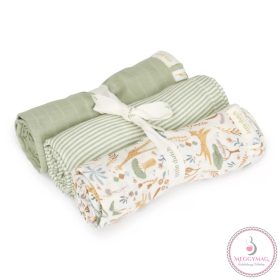   Little Dutch muszlin textilpelenka 70x70 cm 3 db - Safari Wonders