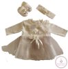 Alkalmi újszülött kislány ruha, keresztelő ruha szett 56/62