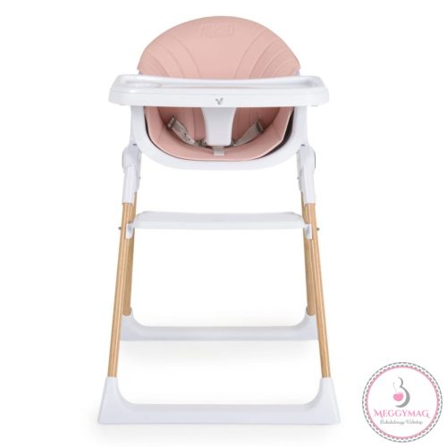 ALMOND etetőszék bőr ülés fa lábakkal PINK 