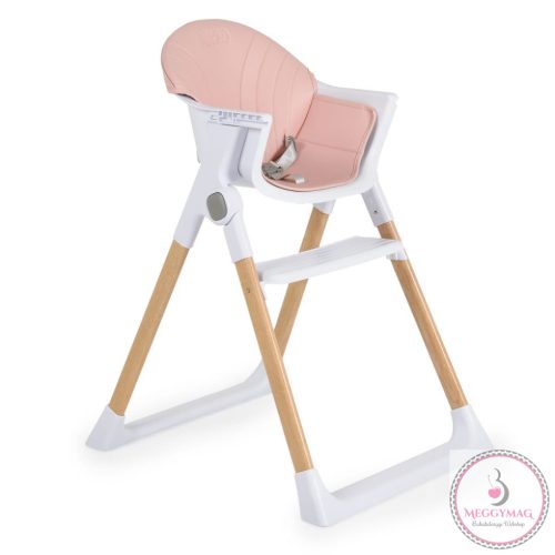 ALMOND etetőszék bőr ülés fa lábakkal PINK 