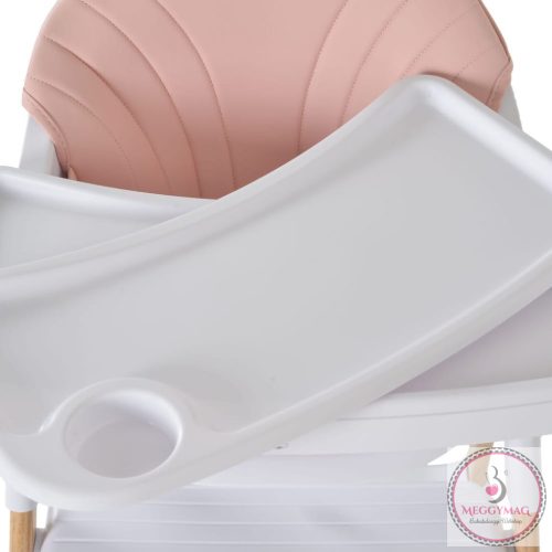 ALMOND etetőszék bőr ülés fa lábakkal PINK 