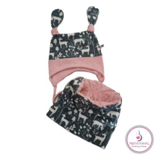 Symbyo baba füles sapka, Csodaszarvas rózsaszín 36-40 cm (kb. 0-4 hónapos)