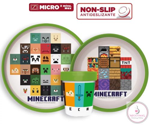 Csúszásmentes, mikrózható étkészlet Minecraft 