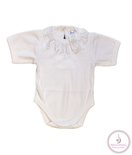 Rövid ujjú galléros baba body kombidressz fehér 56-os 