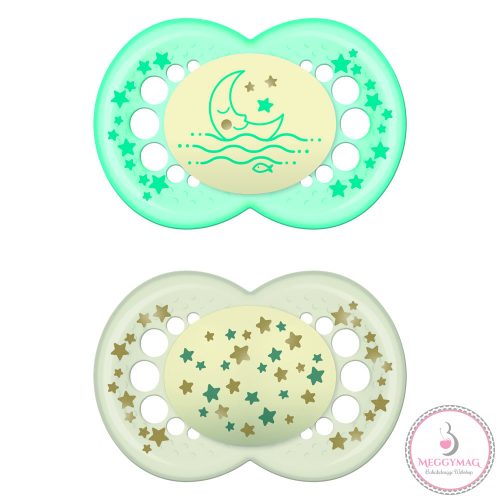 MAM játszócumi Original Night szilikon 16hó dupla utolsó darab! (zöld - bézs) 