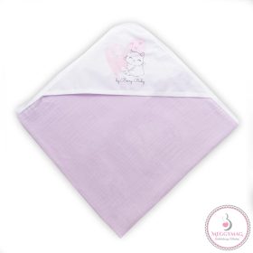   BB organikus pamut kifogó / dupla géz kapucnis babatörölköző 90*90 cm Lovely cat