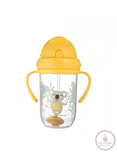 Canpol babies Cseppmentes szívószálas pohár nehezékkel Exotic Animals 270ml 6hó+ sárga