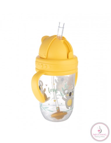 Canpol babies Cseppmentes szívószálas pohár nehezékkel Exotic Animals 270ml 6hó+ sárga