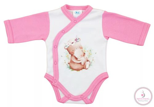 Elöl patentos hosszú ujjú baba body Erdő állatai mintával 56-os