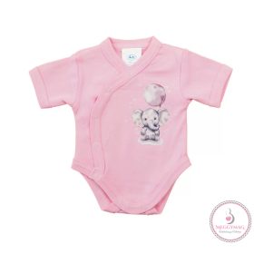   Rövid ujjú elöl patentos baba body elefántos mintával 44-es
