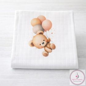 Mintás textil pelenka  - Maci bézs lufival 