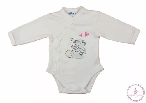 Elöl patentos hosszú ujjú baba body Nyuszis mintával, 50-es