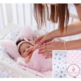   Kétoldalú pamut - minky takaró, Csillagos rózsaszín KÉSZLETEN A BOLTBAN! UTOLSÓ DARABOK! 