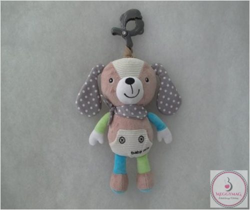 Baby Mix Zenélő csiptethető plüss - szürke kutyus