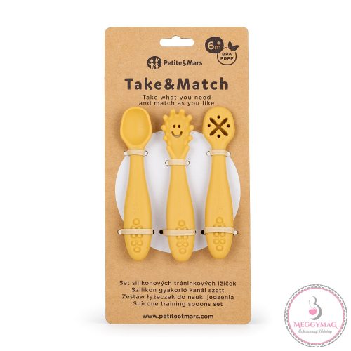 PETITE&MARS Szilikon gyakorló kanál szett 3 db Take&Match Intense ochre 6m+
